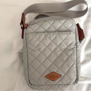 MZ Wallace Light Gray Quilted Crossbody Bag